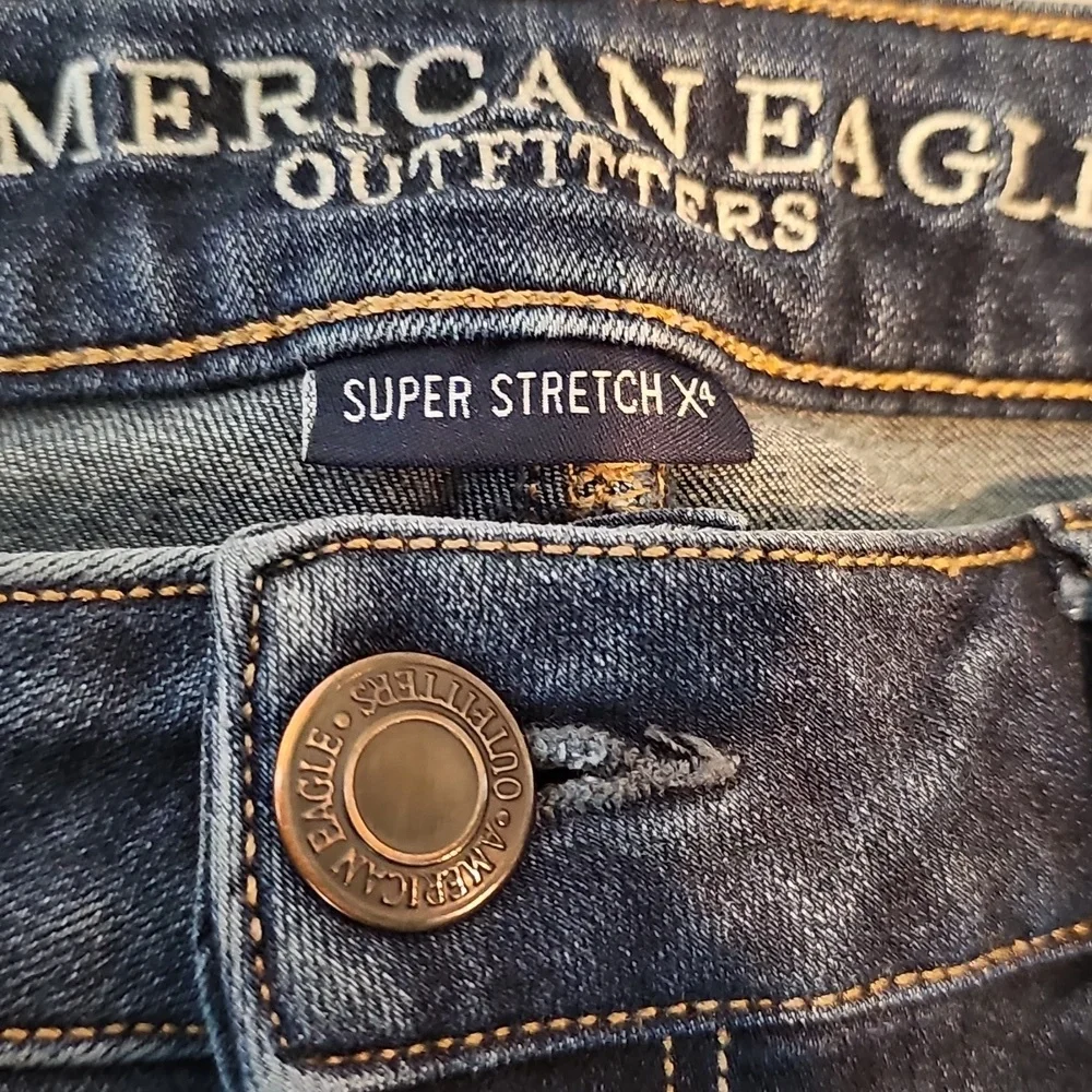 American Eagle Size 6 Super Stretch X Dark Blue Skinny Jeggings - Picture 6 of 8